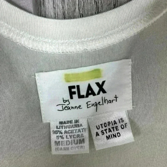 Flax Maxi Dress Ivory Sleeveless Stretch See Through Coverup Slit Jersey Sz M - Picture 3 of 7